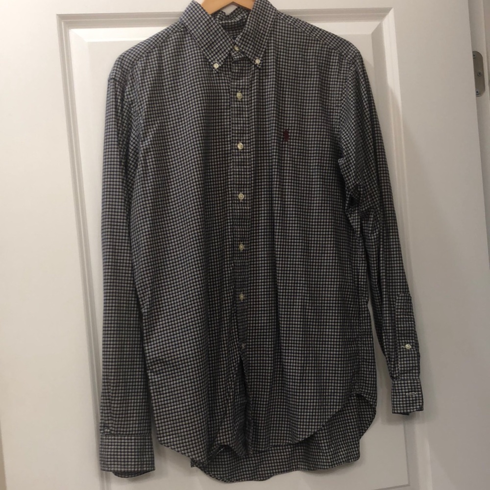 Mens Blue Plaid Ralph Lauren Button Down - Size Medium